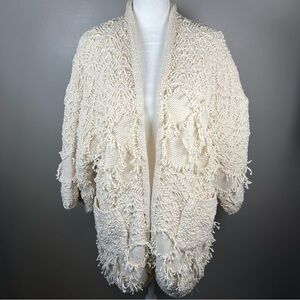 Anthropologie Akemi Kin Ione Textured Cardigan Sweater Kimono Cream One Size O/S